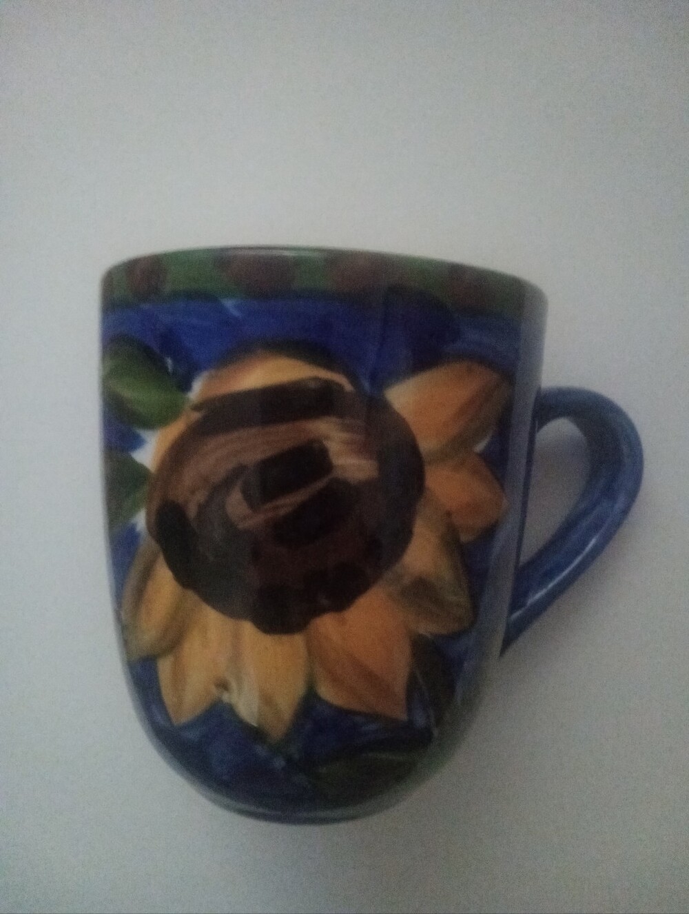 Mulberry Hand-Painted Blue Sunflower Ceramic Mug -